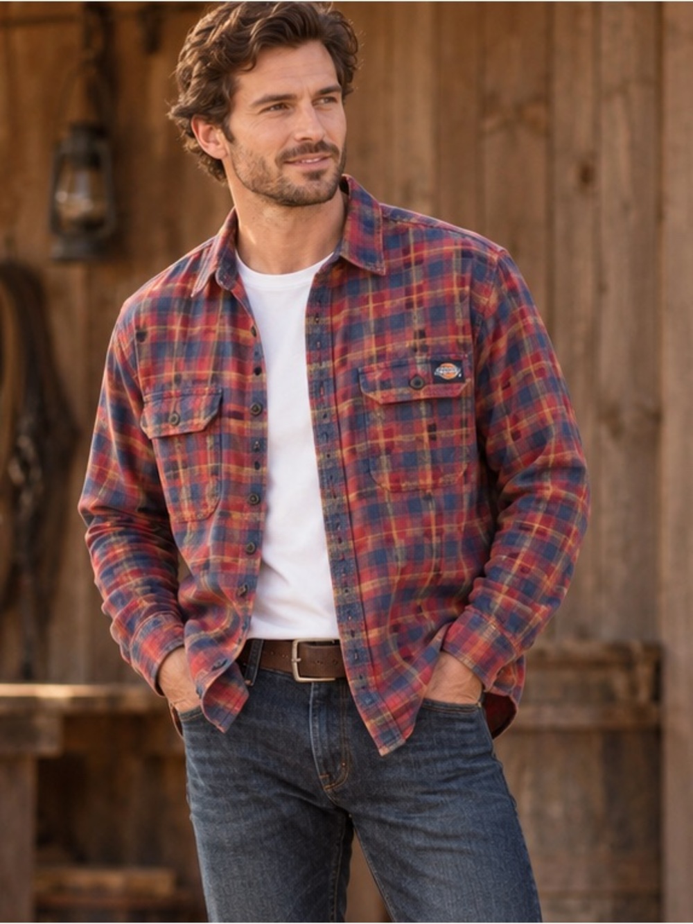 Dickies Relaxed Fit Plaid Flannel Shirt | Grunge Workwear Men’s Small 90s